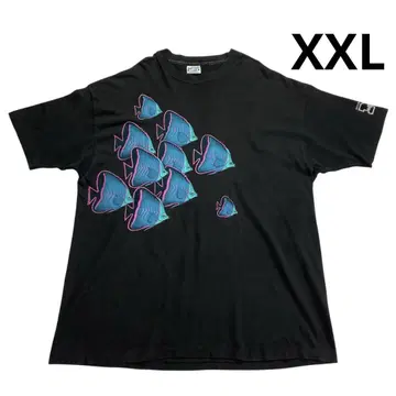 90s USA제 Hanes 열대어 티셔츠 XXL 블랙 코튼