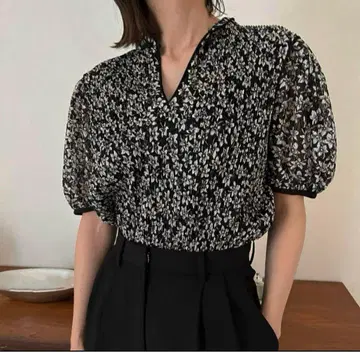 CLANE PLEATS FLORET TOPS 클라네 블라우스