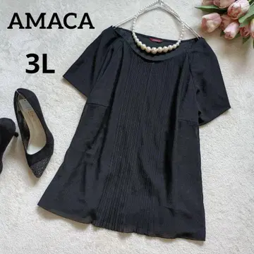 레어! AMACA [빅 사이즈] 슬림 쉬폰 플리츠 블라우스 3L