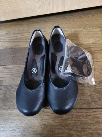 블랙 플랫 슈즈 합성 피혁 인솔 포함