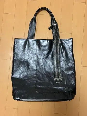 블랙 가죽 토트백 지퍼