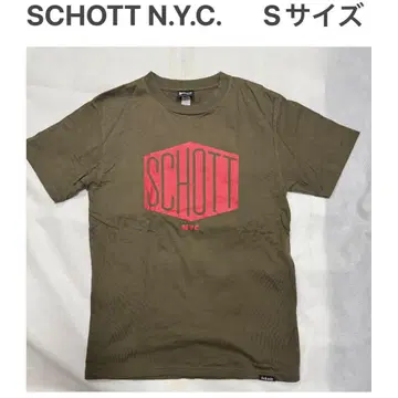 SCHOTT NYC 반팔 티셔츠 S 올리브 샷 크루넥 둥근넥