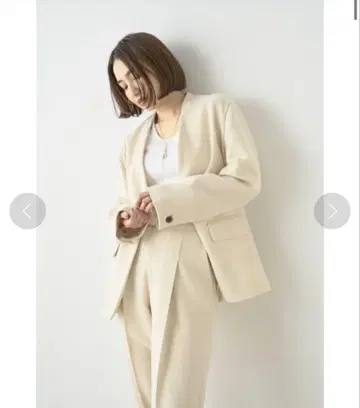 MIESROHE 트위드 노카라 자켓