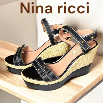 Nina ricci 니나리치 블랙 웨지솔 샌들 뜨개질 샌들