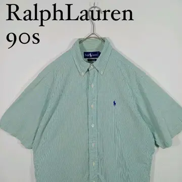 Ralph Lauren 90s 스트라이프 반팔 버튼 다운 셔츠 M