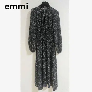 플라워 프린트 롱 원피스 emmi 긴팔 에미 블랙 세련된
