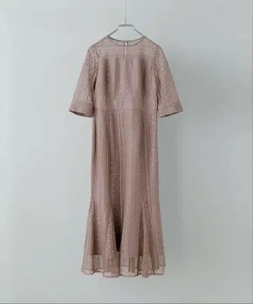 백 리본 레이스 드레스 M 사이즈 다크 오렌지
