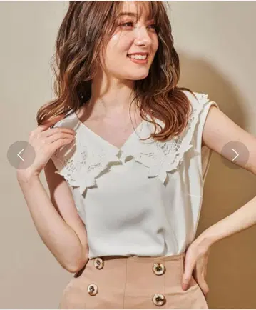 Noela 레이스 옷깃 슬리브리스 상의