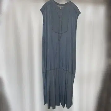 프렌치 슬리브 데님풍 롱 원피스