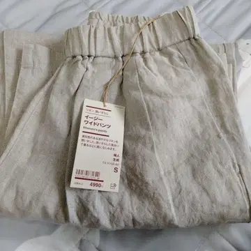 이지 와이드 팬츠 S 사이즈 MUJI 린넨 워시드 내추럴