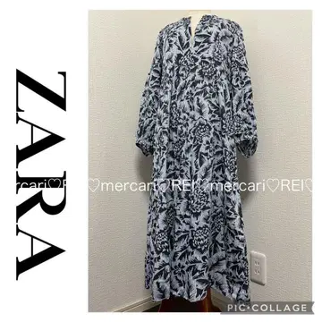 ZARA 자라 플라워 리프 롱 원피스 꽃무늬 긴팔