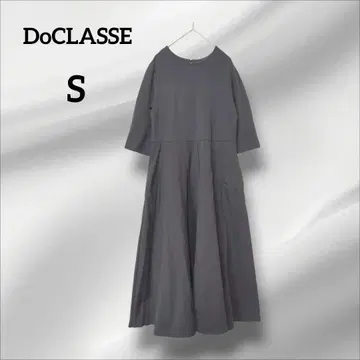 두클라세 롱 티셔츠 원피스 반소매 차콜 그레이 플레어 S