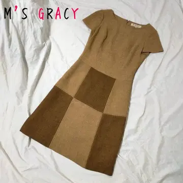 M'S GRACY 엠즈 그레이시 반팔 원피스 무릎 기장 브라운
