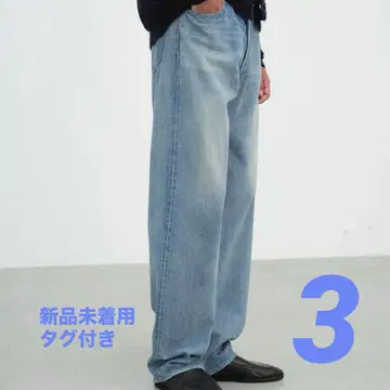 오라리 SELVEDGE FADED LIGHT DENIM PANTS