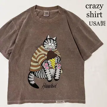 90's crazy shirt 캣 캣 티셔츠 USA제 브라운