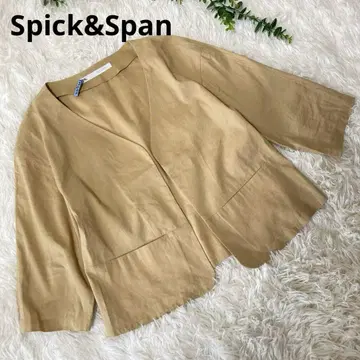 스픽 앤 스팬 노카라 린넨 자켓 린넨 36 베이지 7부 소매