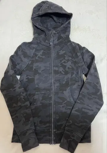 Lululemon 풀 집업 후드 부착 후드티 카모 무늬 6 그레이 블랙