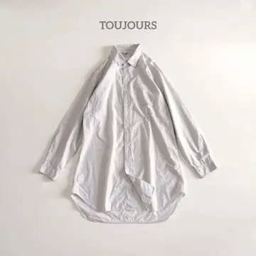 Tujou 긴팔 셔츠 라이트 그레이 롱 셔츠 프리 사이즈