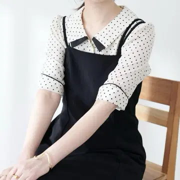 내추럴 꾸뛰르 osono 배색 레이어드 카라 삼각형 커프스 블라우스 F