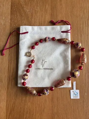 LA PERLA VENEZIANA 빨간색 베네치아 유리 목걸이