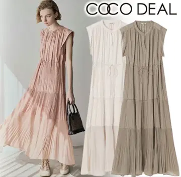 COCO DEAL 플리츠 티어드 민소매 원피스