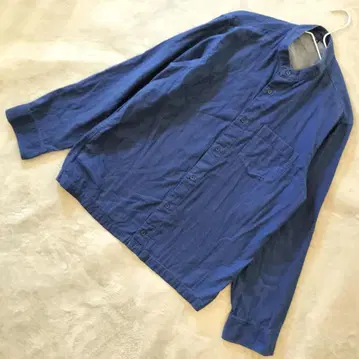 MUJI 무인양품 남성용 노카라 셔츠 긴팔 네이비 사이즈 L 무인양품