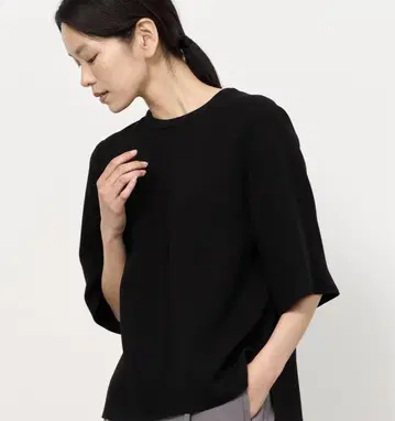 소주 라이트 크로스 크루넥 블라우스 블랙 S 새상품급