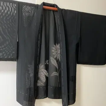 미사용품, 다림질 포함, 쇼와 레트로, 새, 블랙 겉옷, 꽃무늬