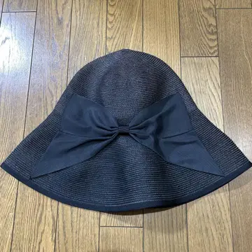 아시나 뉴욕 Athena 와이드 챙 모자 리본 모티브 블랙 블랙