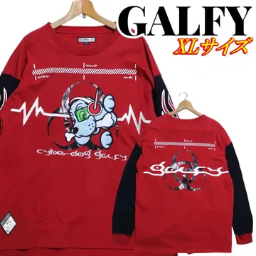 GALFY GALFY 사이버 개 슬리브 파이어 롱 티셔츠 XL