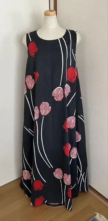 유카타 옷감 플레어 롱 원피스 핸드메이드 기장 약 125cm