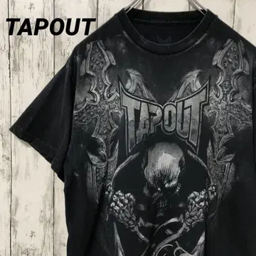 C2051 TAPOUT 스컬 그래픽 밴딩 티셔츠 블랙 반팔