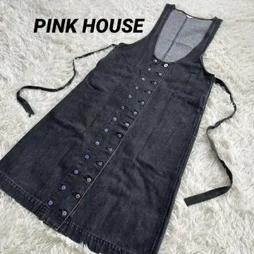 레어 핑크 하우스 데님 점퍼 스커트 프리 블랙 버튼 마터니티