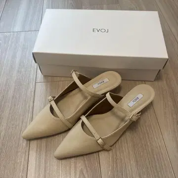 EVOJ 더블 벨트 스틸레토 뮬 S 사이즈 22-22.5cm