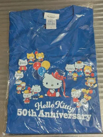 산리오 헬로키티 50주년 기념 티셔츠 (파랑) L 사이즈 모음