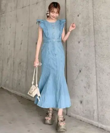 rienda 리엔다 숄더 프릴 머메이드 원피스