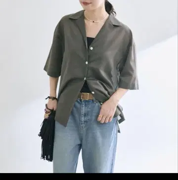 최신작 새상품급 리브 드와 마이셀프 오픈 카라 셔츠 차콜
