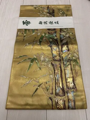 여성용 기모노 37 후쿠로 오비 금실 은실 대나무 레이덴 새상품 무료배송