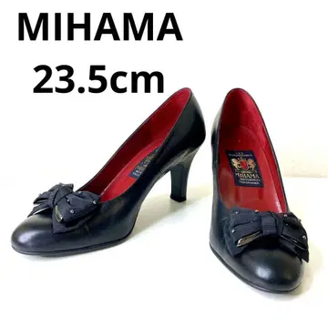 새상품급 MIHAMA 미하마 블랙 검정 펌프스 하이힐 리본 포함