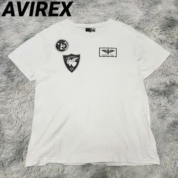AVIREX US 미군 엠블럼 성조기 흰색 화이트 티셔츠