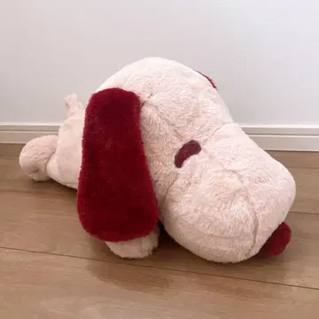 스누피 BIG 누워 있는 봉제 인형 와인 레드