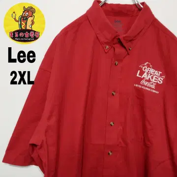 usa 구제 의류 Lee 반팔 워크 셔츠 2XL 레드 코카콜라