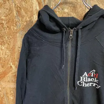 AE8365 Acid Black Cherry 지퍼 후드티 블랙