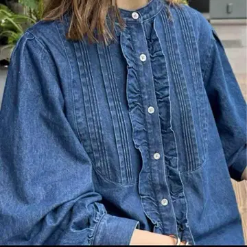 디스코트 데님 핀턱 셔츠 프리 사이즈