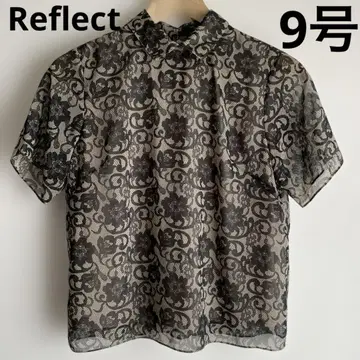 리플렉트 플라워 무늬 레이스 반팔 셔츠 블랙과 베이지