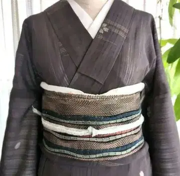 미사용 나고야 오비 요로케 시마 순수 실크 여름 오비