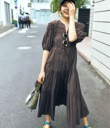CLASSY 게재 SNIDEL 티어드 코튼 원피스 스나이델 린넨