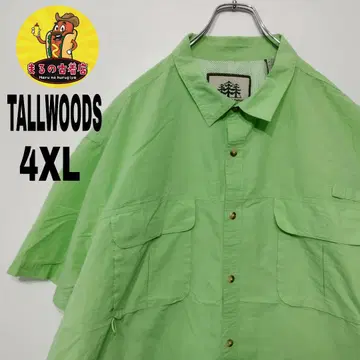 usa 구제 의류 TALLWOODS 반팔 낚시 셔츠 4XL 라이트 그린