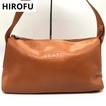 HIROFU 숄더백 오렌지 계열 로고 엠보 가죽