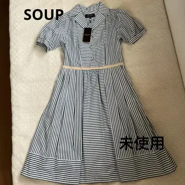 SOUP 스트라이프 반팔 무릎 기장 원피스 택 포함 새상품 사이즈 9